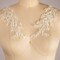 Ivory Beaded Lace Applique Patch for Bridal Gowns Veils and Accessories 8.25 Inch Single Piece